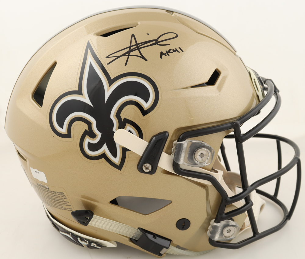 Alvin Kamara Signed Saints Full-Size Authentic On-Field SpeedFlex Helmet Inscribed "AK41" (Beckett) at PristineAuction.com Alvin Kamara Signed Saints Full-Size Authentic On-Field SpeedFlex Helmet Inscribed "AK41" (Beckett) at PristineAuction.com