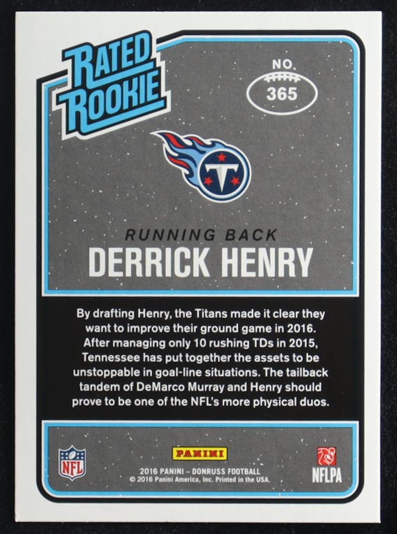 Derrick Henry 2016 Panini Donruss Rated Rookie #365 RC at PristineAuction.com Derrick Henry 2016 Panini Donruss Rated Rookie #365 RC at PristineAuction.com