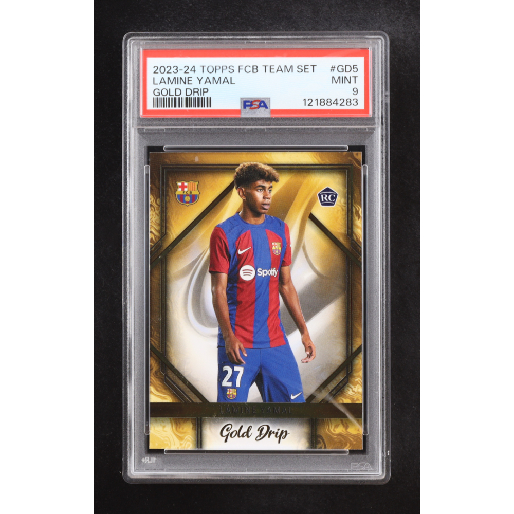 Lamine Yamal 2023-24 FC Barcelona Topps Team Set Gold Drip Icy Foil #GD5 RC (PSA 9) at PristineAuction.com