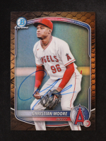 Christian Moore Signed 2025 Bowman Chrome Prospects Reptilian Refractors #BCP107 RC (Beckett) at PristineAuction.com