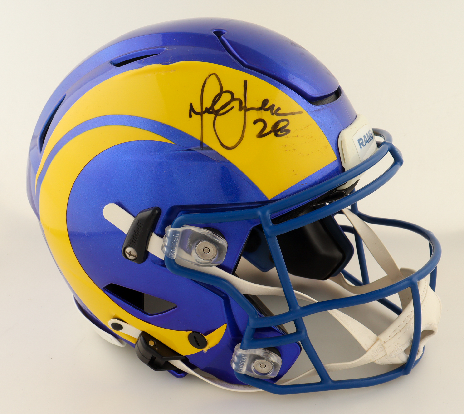 Marshall Faulk Signed Rams Full-Size Authentic On-Field SpeedFlex Helmet (Beckett) at PristineAuction.com Marshall Faulk Signed Rams Full-Size Authentic On-Field SpeedFlex Helmet (Beckett) at PristineAuction.com
