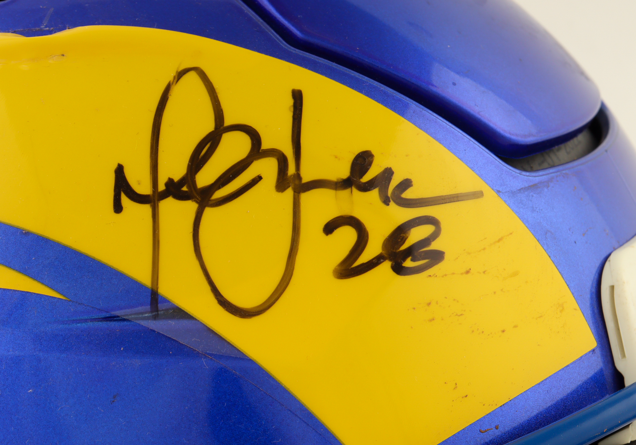 Marshall Faulk Signed Rams Full-Size Authentic On-Field SpeedFlex Helmet (Beckett) at PristineAuction.com Marshall Faulk Signed Rams Full-Size Authentic On-Field SpeedFlex Helmet (Beckett) at PristineAuction.com