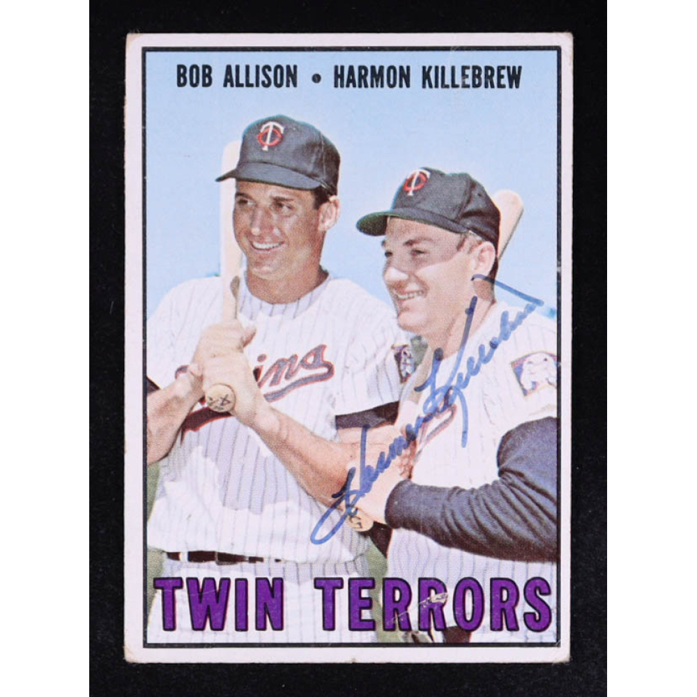 Harmon Killebrew Signed 1967 Topps #334 Twin Terrors Bob Allison / Harmon Killebrew (Beckett) at PristineAuction.com