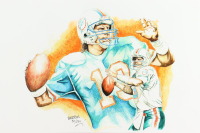 "Dan Marino" Dolphins 12x18 LE Lithograph By Brian Barton (PA) at PristineAuction.com