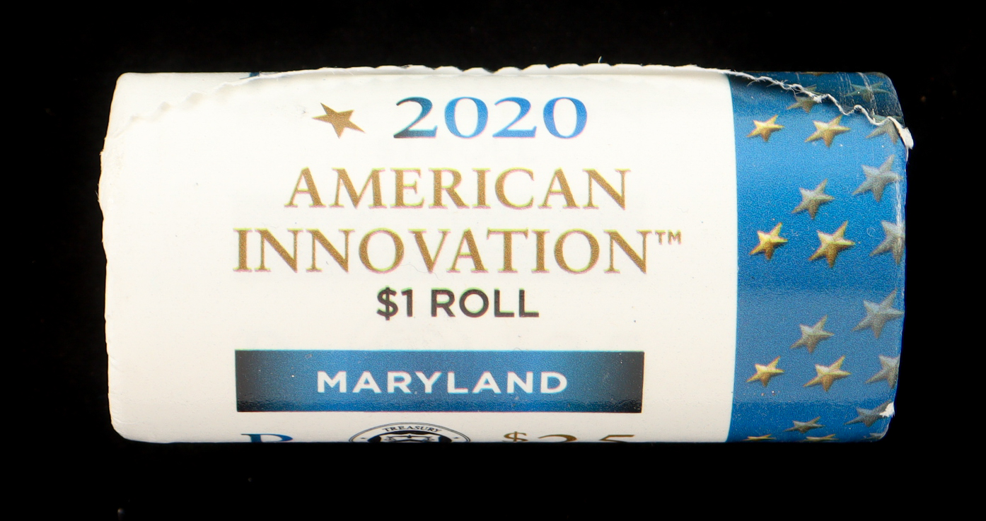 2020-P American Innovation Maryland Dollar Roll of (25) Coins at PristineAuction.com 2020-P American Innovation Maryland Dollar Roll of (25) Coins at PristineAuction.com