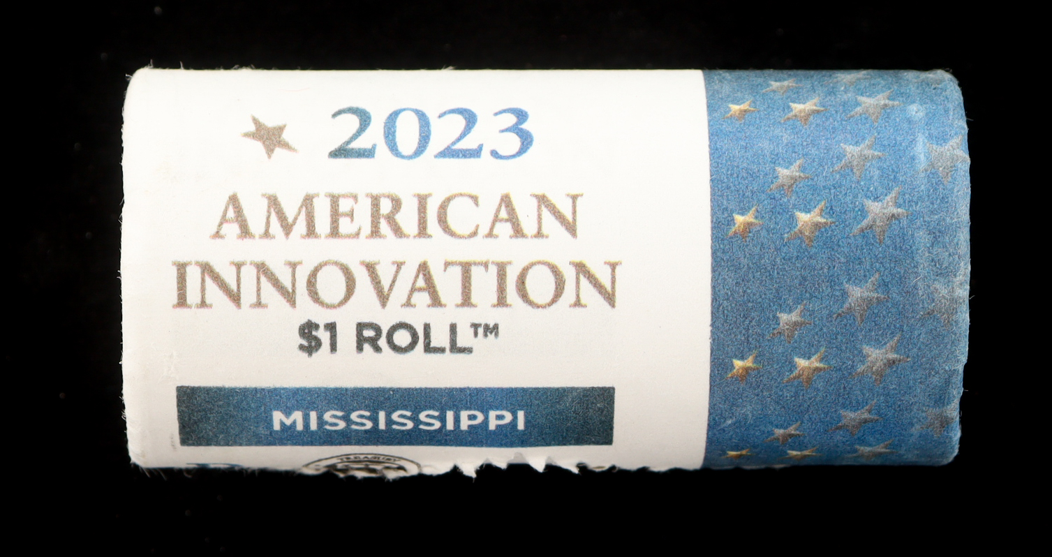 2023-P American Innovation Mississippi Dollar Roll of (25) Coins at PristineAuction.com 2023-P American Innovation Mississippi Dollar Roll of (25) Coins at PristineAuction.com