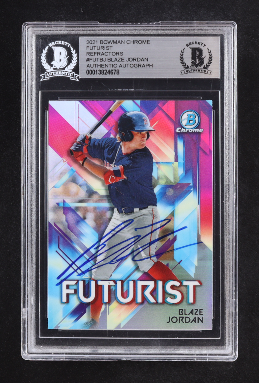 Blaze Jordan Signed 2021 Topps Bowman Chrome Futurist Refractors Autographs #FUT-BJ RC (Beckett | Autograph Grade BGS Authentic) at PristineAuction.com Blaze Jordan Signed 2021 Topps Bowman Chrome Futurist Refractors Autographs #FUT-BJ RC (Beckett | Autograph Grade BGS Authentic) at PristineAuction.com