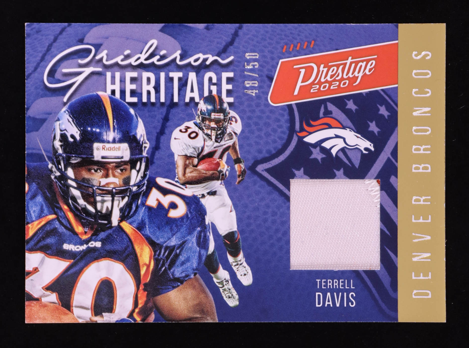 Terrell Davis 2020 Prestige Gridiron Heritage Jerseys Prime #5 #48/50 at PristineAuction.com Terrell Davis 2020 Prestige Gridiron Heritage Jerseys Prime #5 #48/50 at PristineAuction.com