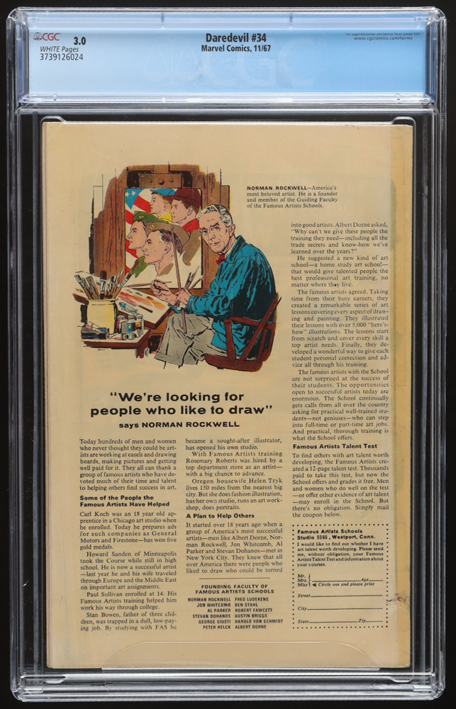 1967 "Daredevil" Issue #34 Marvel Comic Book (CGC 3.0) at PristineAuction.com 1967 "Daredevil" Issue #34 Marvel Comic Book (CGC 3.0) at PristineAuction.com