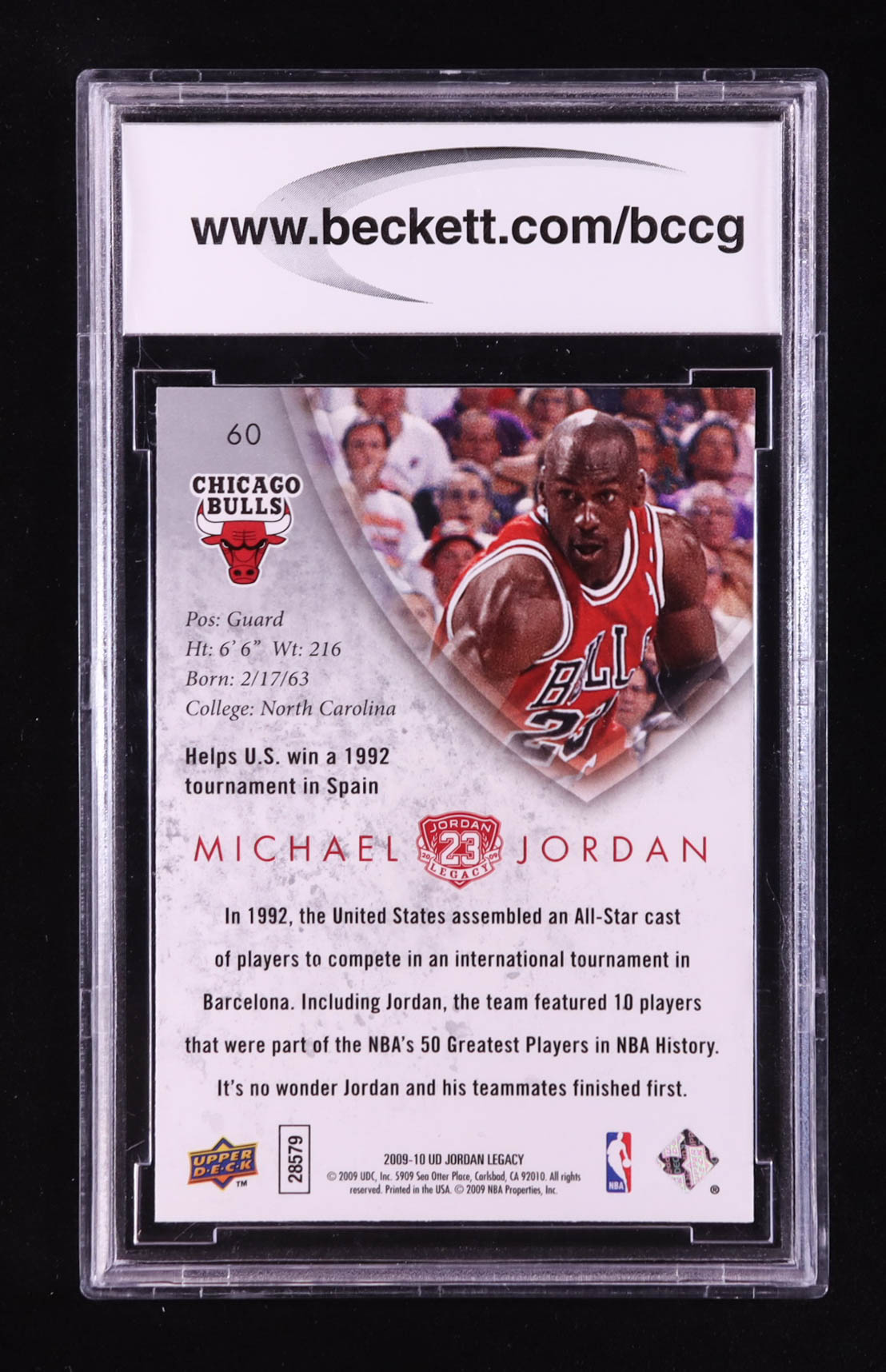 Michael Jordan 2009-10 Upper Deck Michael Jordan Legacy Collection Gold #60 (BCCG 10) at PristineAuction.com Michael Jordan 2009-10 Upper Deck Michael Jordan Legacy Collection Gold #60 (BCCG 10) at PristineAuction.com
