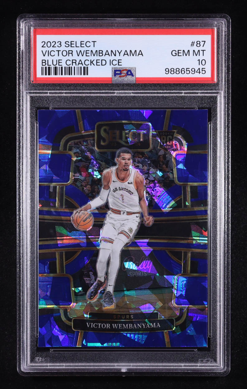 Victor Wembanyama 2023-24 Select Prizms Blue Cracked Ice #87 RC (PSA 10) at PristineAuction.com Victor Wembanyama 2023-24 Select Prizms Blue Cracked Ice #87 RC (PSA 10) at PristineAuction.com
