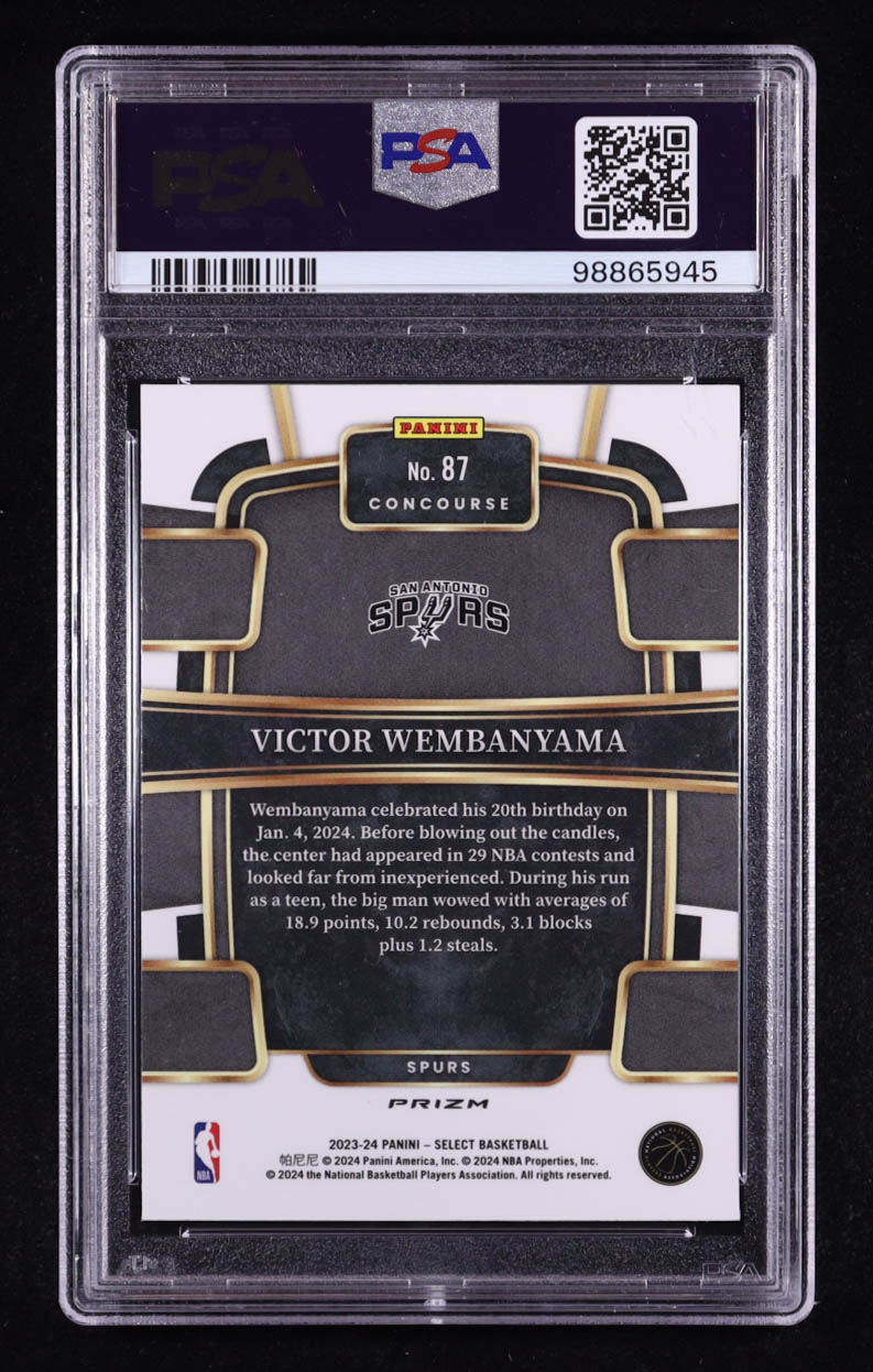 Victor Wembanyama 2023-24 Select Prizms Blue Cracked Ice #87 RC (PSA 10) at PristineAuction.com Victor Wembanyama 2023-24 Select Prizms Blue Cracked Ice #87 RC (PSA 10) at PristineAuction.com