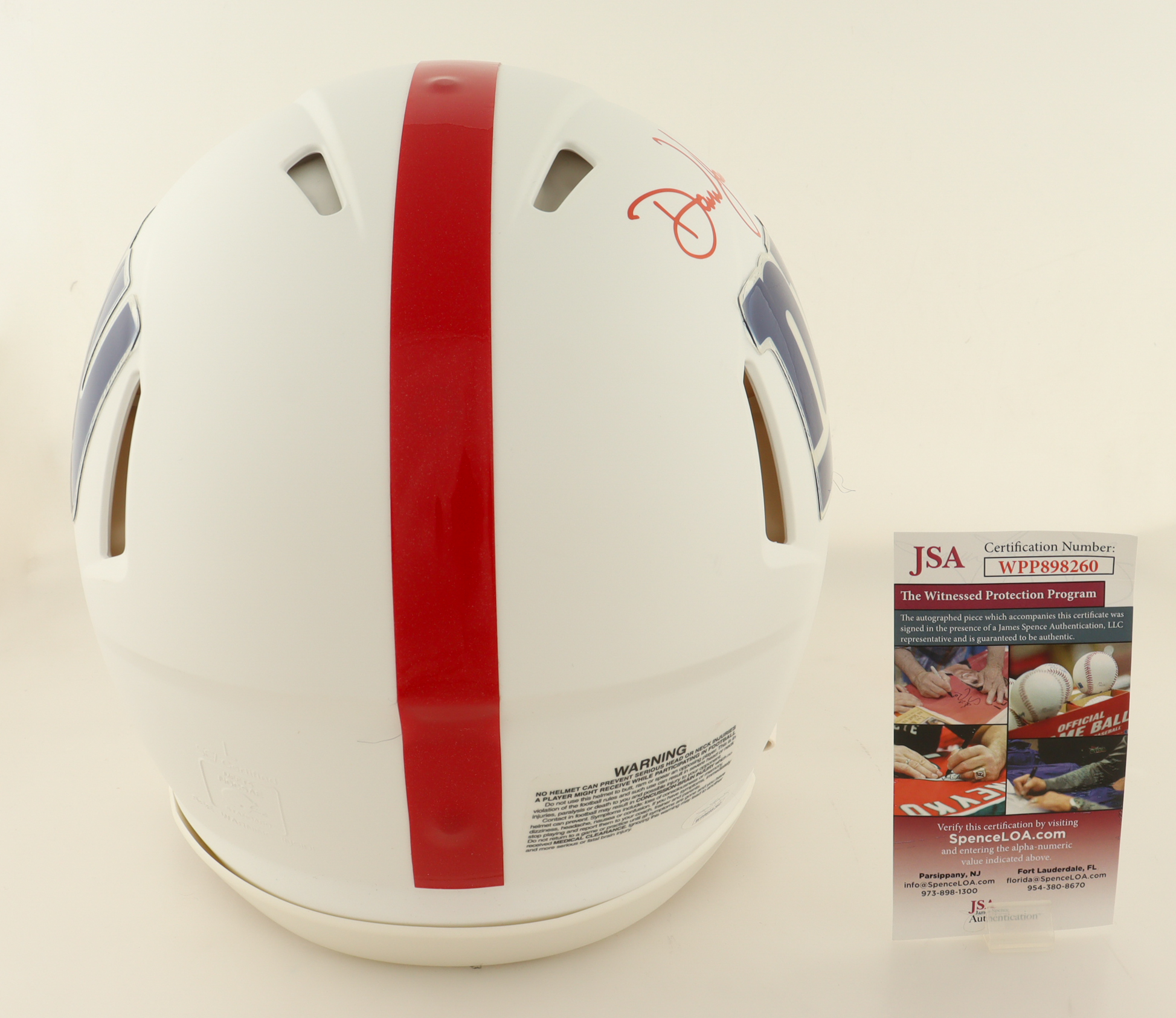 Daniel Jones Signed Giants Full-Size Authentic On-Field Flat White Alternate Speed Helmet Inscribed "G-Men" (JSA) at PristineAuction.com Daniel Jones Signed Giants Full-Size Authentic On-Field Flat White Alternate Speed Helmet Inscribed "G-Men" (JSA) at PristineAuction.com