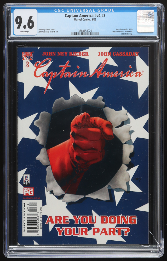 2002 "Captain America" Issue #3 Marvel Knights Comic Book (CGC 9.6) at PristineAuction.com 2002 "Captain America" Issue #3 Marvel Knights Comic Book (CGC 9.6) at PristineAuction.com