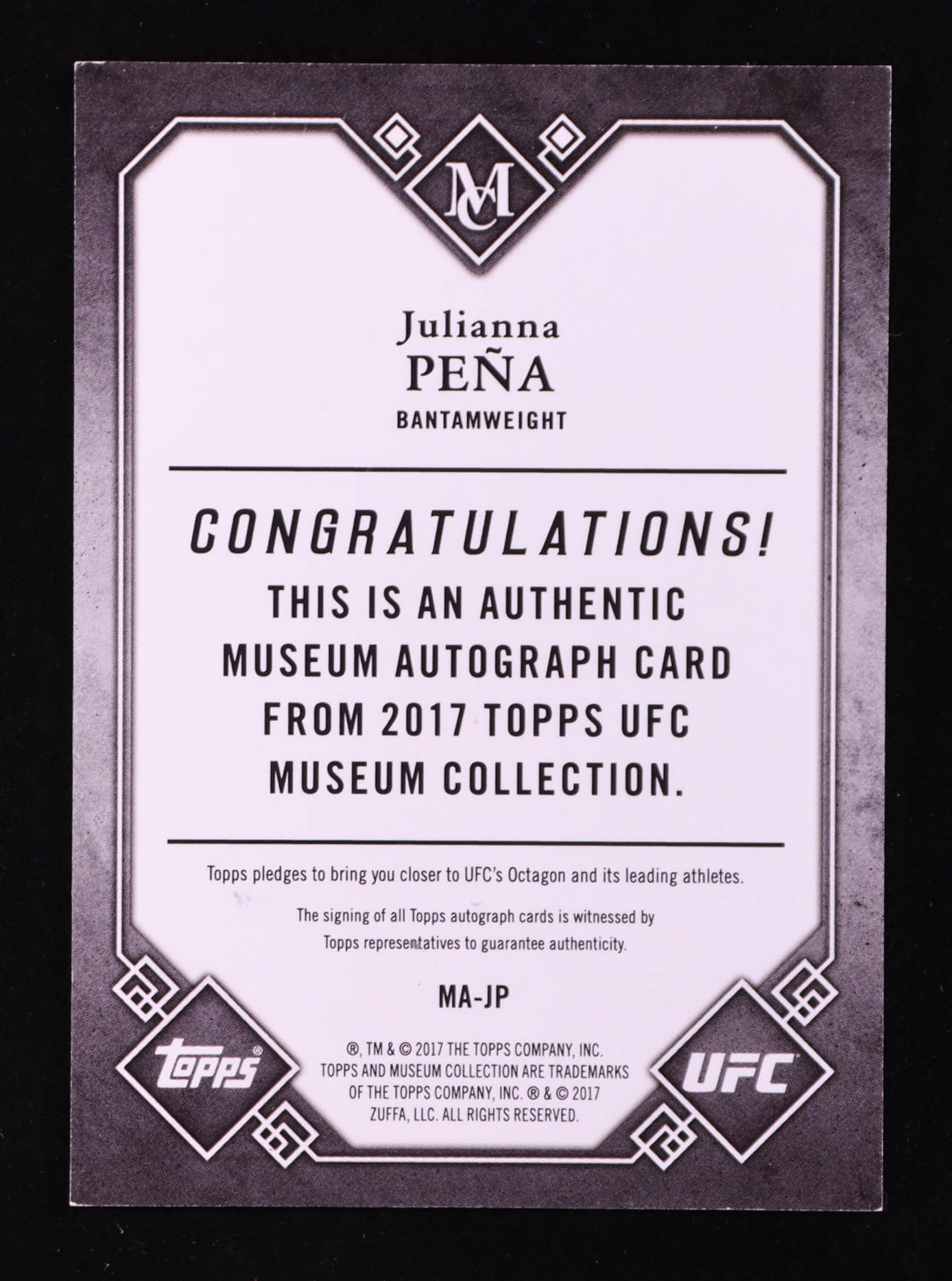Julianna Pena 2017 Topps UFC Museum Collection Museum Autographs #MAJP #05/96 at PristineAuction.com Julianna Pena 2017 Topps UFC Museum Collection Museum Autographs #MAJP #05/96 at PristineAuction.com
