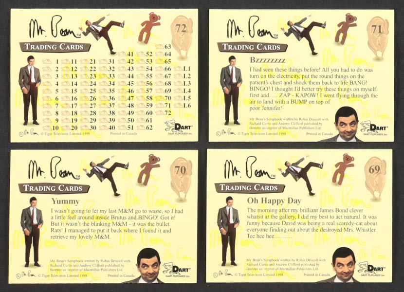 1998 Dart Mr. Bean Complete Set of (72) Trading Cards at PristineAuction.com 1998 Dart Mr. Bean Complete Set of (72) Trading Cards at PristineAuction.com