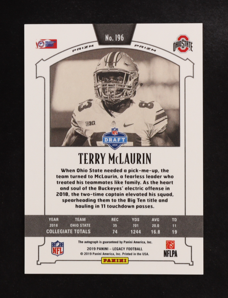 Terry McLaurin 2019 Panini Legacy Autographs #196 RC at PristineAuction.com Terry McLaurin 2019 Panini Legacy Autographs #196 RC at PristineAuction.com