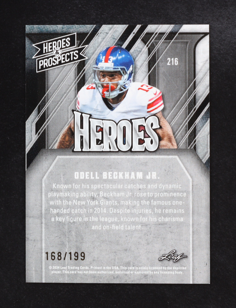 Odell Beckham Jr. 2024 Leaf Heroes & Prospects #216 #168/199 at PristineAuction.com Odell Beckham Jr. 2024 Leaf Heroes & Prospects #216 #168/199 at PristineAuction.com