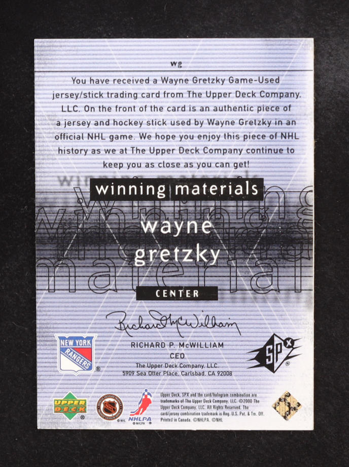 Wayne Gretzky 2000-01 SPx Winning Materials #WG at PristineAuction.com Wayne Gretzky 2000-01 SPx Winning Materials #WG at PristineAuction.com