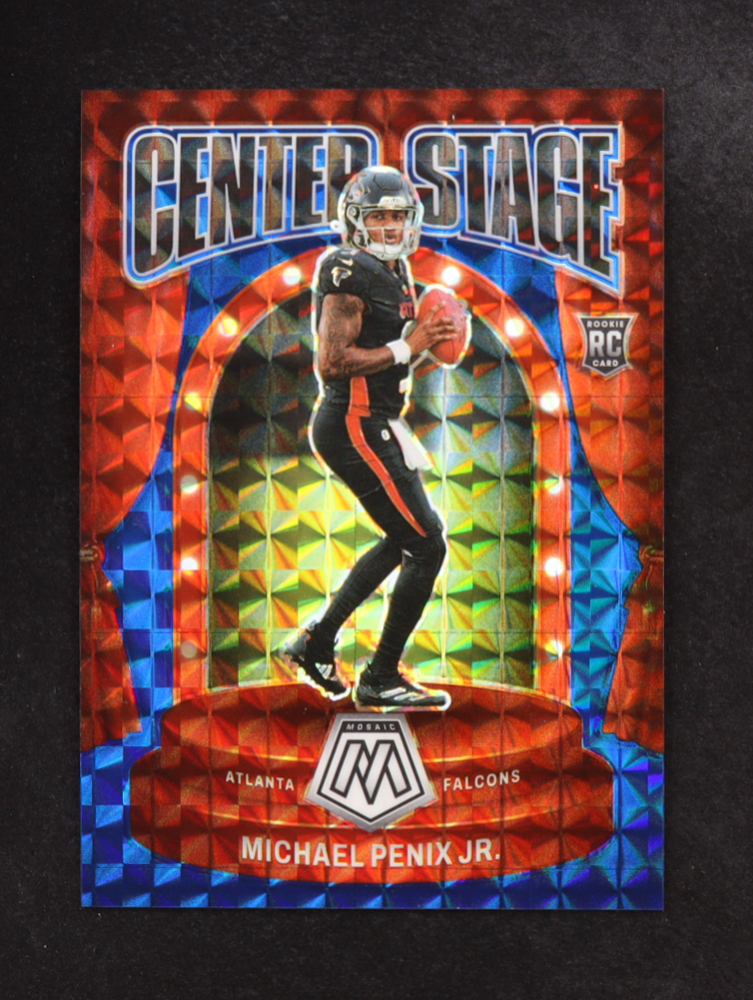 Michael Penix Jr. 2024 Panini Mosaic Center Stage Mosaic Blue #10 #20/99 RC