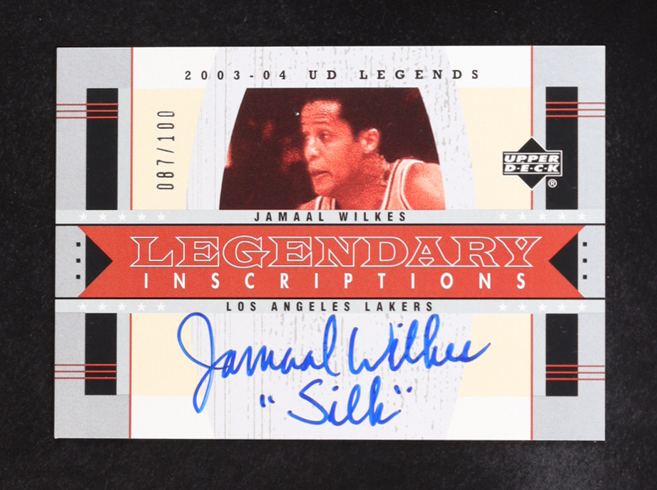 Jamaal Wilkes 2003-04 Upper Deck Legends Legendary Inscriptions "Silk" #JA #87/100 at PristineAuction.com Jamaal Wilkes 2003-04 Upper Deck Legends Legendary Inscriptions "Silk" #JA #87/100 at PristineAuction.com