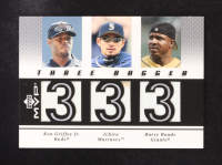 Ken Griffey Jr. / Ichiro Suzuki / Barry Bonds 2003 Upper Deck MVP Three Bagger Game Base #GIB at PristineAuction.com