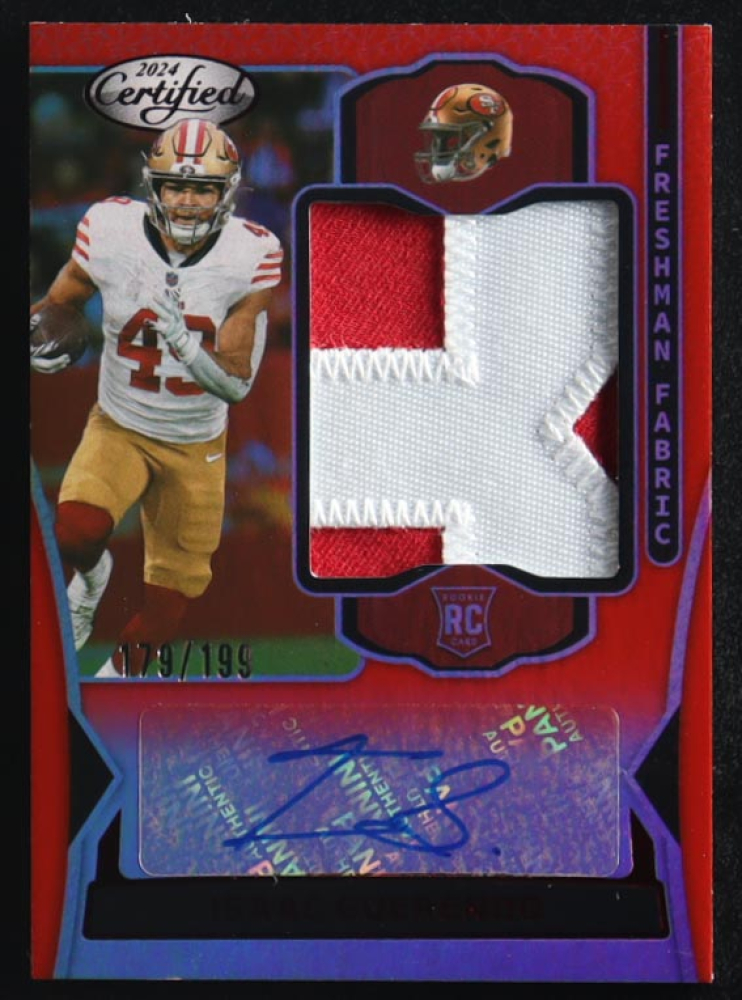 Isaac Guerendo 2024 Certified Freshman Fabric Mirror Signatures Red #38 #179/199