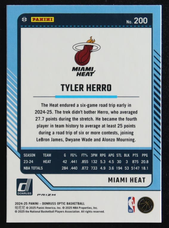 Tyler Herro 2024-25 Donruss Optic Checkerboard #200 at PristineAuction.com Tyler Herro 2024-25 Donruss Optic Checkerboard #200 at PristineAuction.com