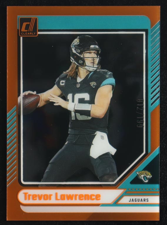 Trevor Lawrence 2024 Clearly Donruss Orange #26 #12/199 at PristineAuction.com Trevor Lawrence 2024 Clearly Donruss Orange #26 #12/199 at PristineAuction.com