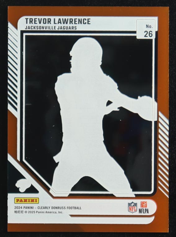 Trevor Lawrence 2024 Clearly Donruss Orange #26 #12/199 at PristineAuction.com Trevor Lawrence 2024 Clearly Donruss Orange #26 #12/199 at PristineAuction.com