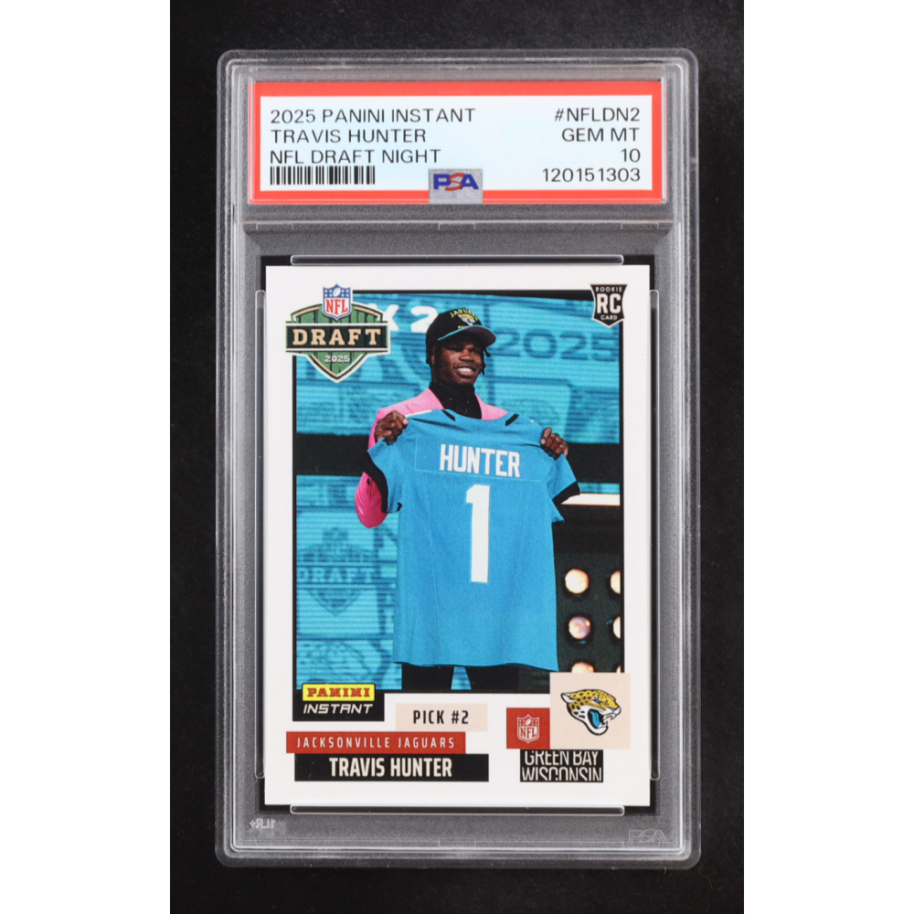 Travis Hunter 2025 Panini Instant #NFLDN-2 | NFL Draft Night RC (PSA 10) at PristineAuction.com