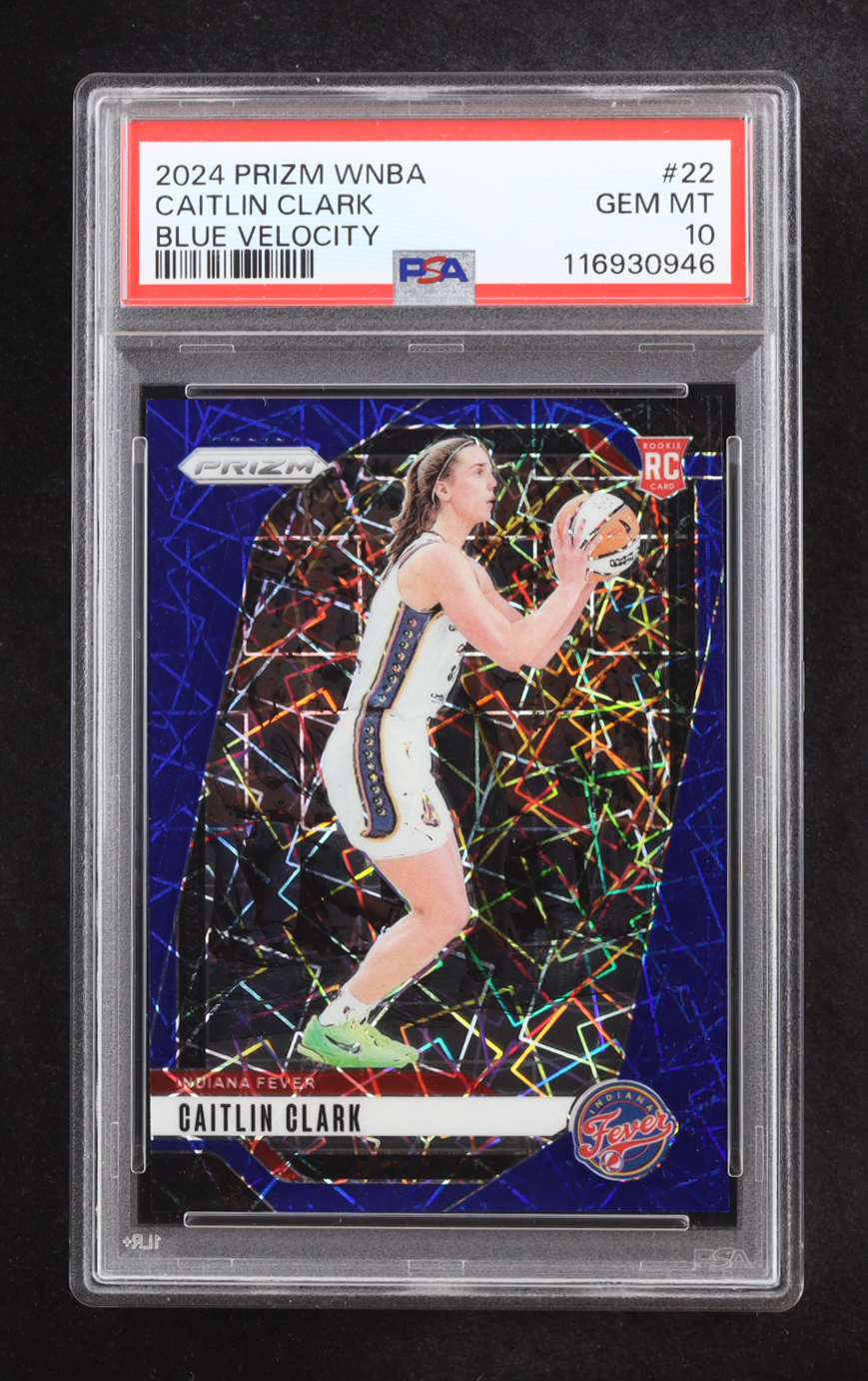 Caitlin Clark 2024 Panini Prizm WNBA Blue Velocity #22 RC (PSA 10) at PristineAuction.com Caitlin Clark 2024 Panini Prizm WNBA Blue Velocity #22 RC (PSA 10) at PristineAuction.com