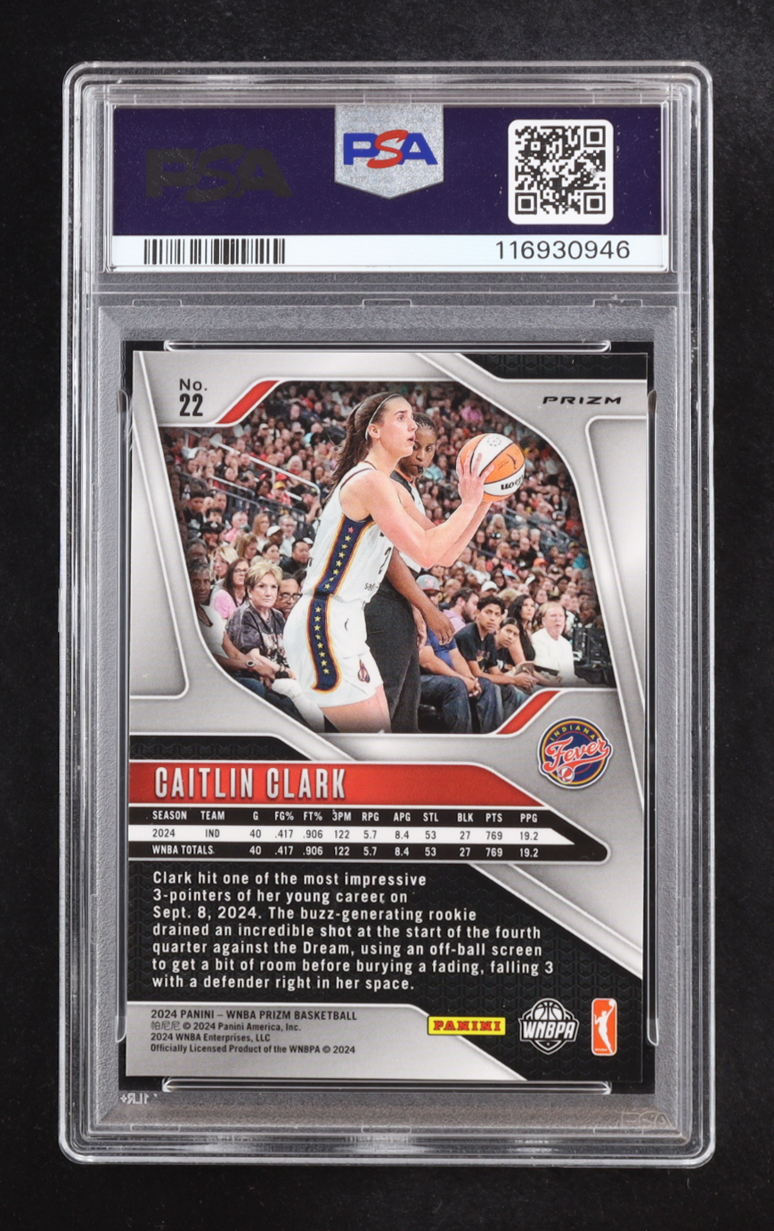 Caitlin Clark 2024 Panini Prizm WNBA Blue Velocity #22 RC (PSA 10) at PristineAuction.com Caitlin Clark 2024 Panini Prizm WNBA Blue Velocity #22 RC (PSA 10) at PristineAuction.com