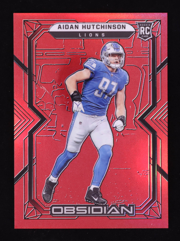 Aidan Hutchinson 2022 Panini Obsidian Electric Etch Red Flood #121 #17/29 RC