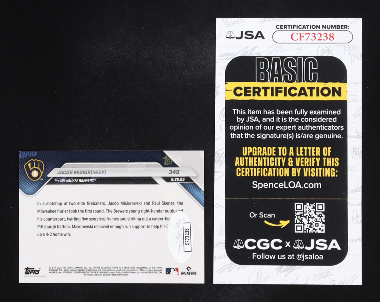 Jacob Misiorowski Signed 2025 Topps Now #349 RC (JSA) at PristineAuction.com Jacob Misiorowski Signed 2025 Topps Now #349 RC (JSA) at PristineAuction.com