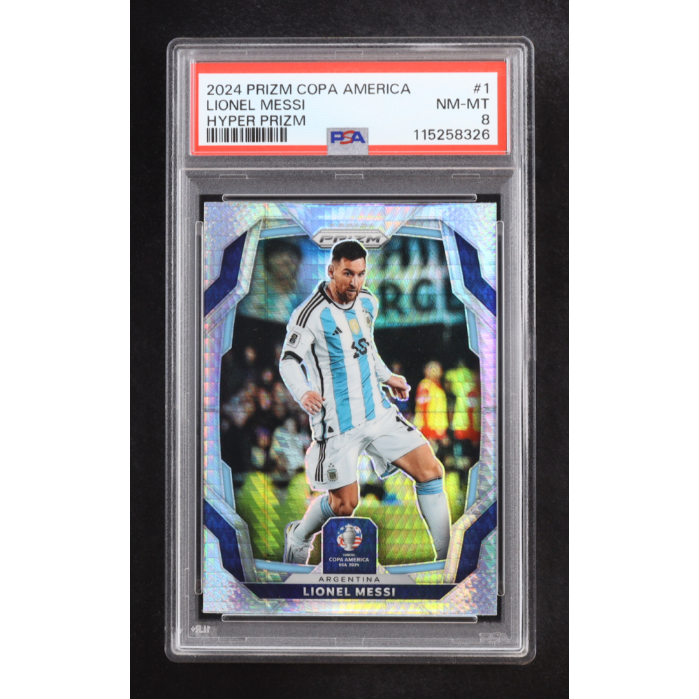 Lionel Messi 2024 Panini Prizm Copa America Hyper Prizm #1 (PSA 8) at PristineAuction.com Lionel Messi 2024 Panini Prizm Copa America Hyper Prizm #1 (PSA 8) at PristineAuction.com