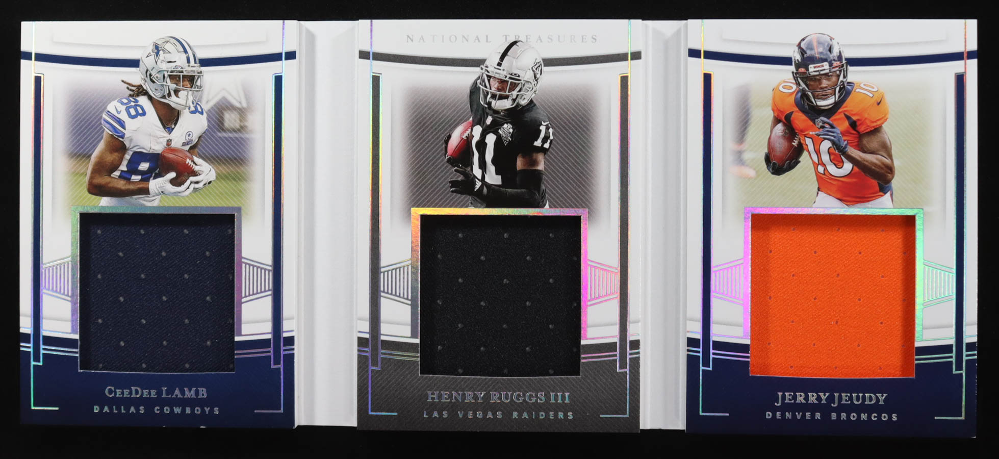 CeeDee Lamb / Henry Ruggs III / Jerry Jeudy 2020 Panini National Treasures Rookie Triple Material Booklets #2 #4/49 at PristineAuction.com CeeDee Lamb / Henry Ruggs III / Jerry Jeudy 2020 Panini National Treasures Rookie Triple Material Booklets #2 #4/49 at PristineAuction.com
