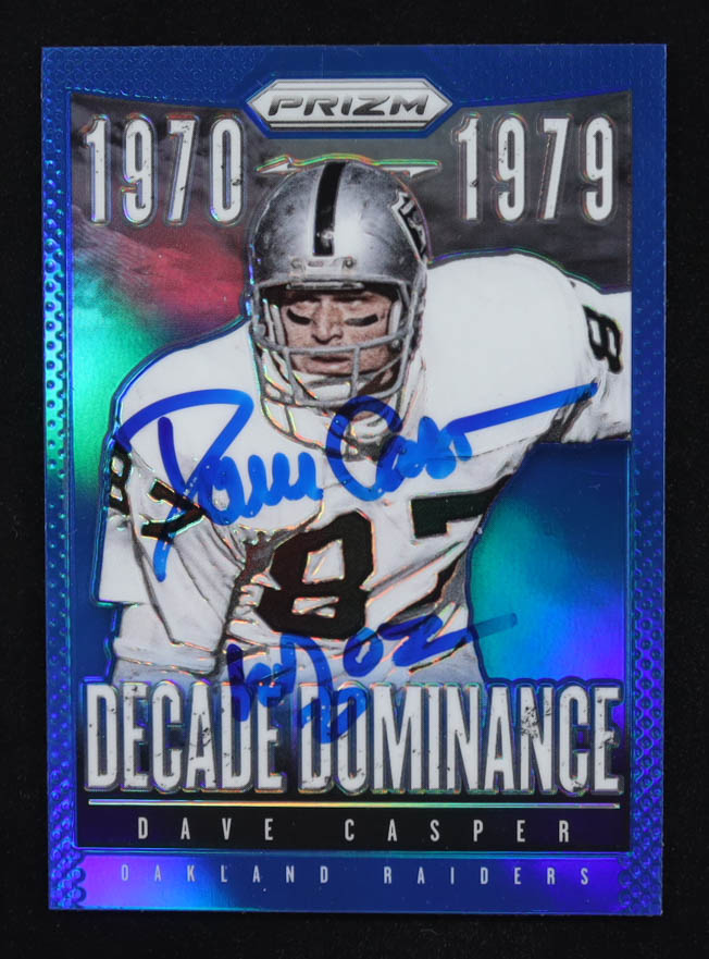 Dave Casper Signed 2013 Panini Prizm Decade Dominance Prizms Blue #7 Inscribed "HOF 02" (Beckett) at PristineAuction.com Dave Casper Signed 2013 Panini Prizm Decade Dominance Prizms Blue #7 Inscribed "HOF 02" (Beckett) at PristineAuction.com