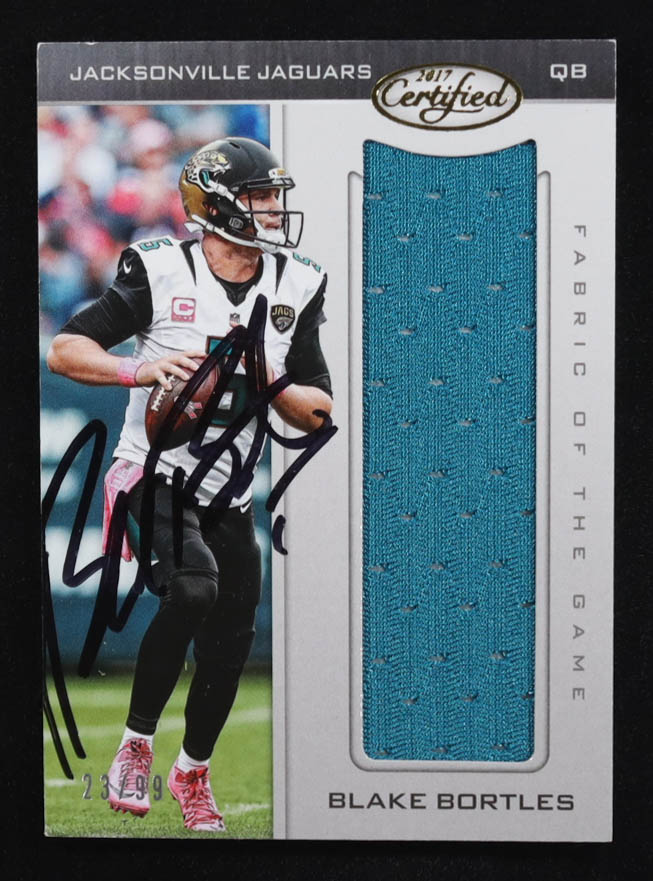 Blake Bortles Signed 2017 Certified Fabric of the Game #8 (Beckett) at PristineAuction.com Blake Bortles Signed 2017 Certified Fabric of the Game #8 (Beckett) at PristineAuction.com