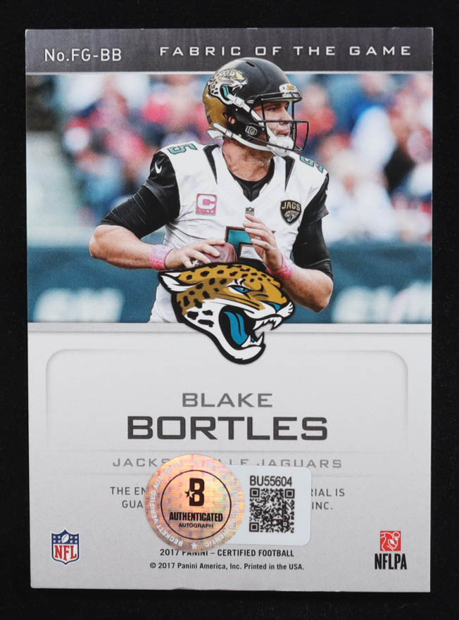 Blake Bortles Signed 2017 Certified Fabric of the Game #8 (Beckett) at PristineAuction.com Blake Bortles Signed 2017 Certified Fabric of the Game #8 (Beckett) at PristineAuction.com