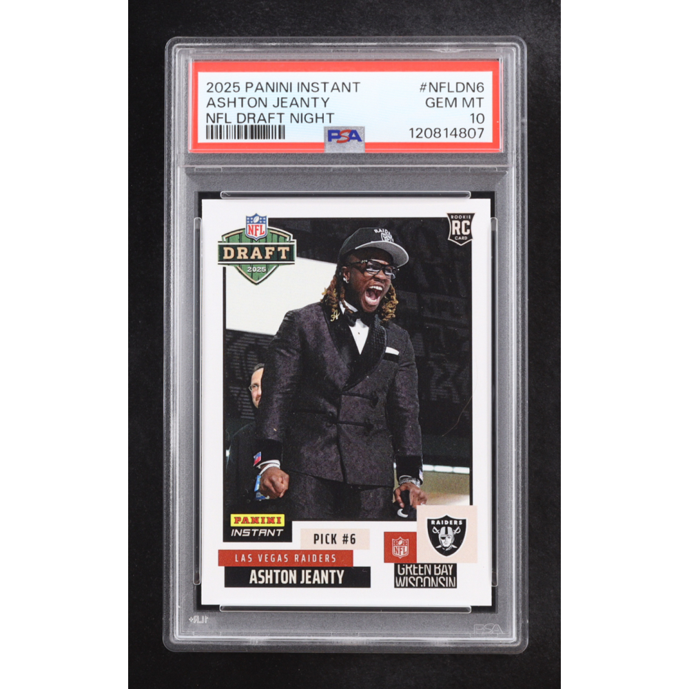 Ashton Jeanty 2025 Panini Instant #NFLDN-6 | NFL Draft Night RC (PSA 10) at PristineAuction.com