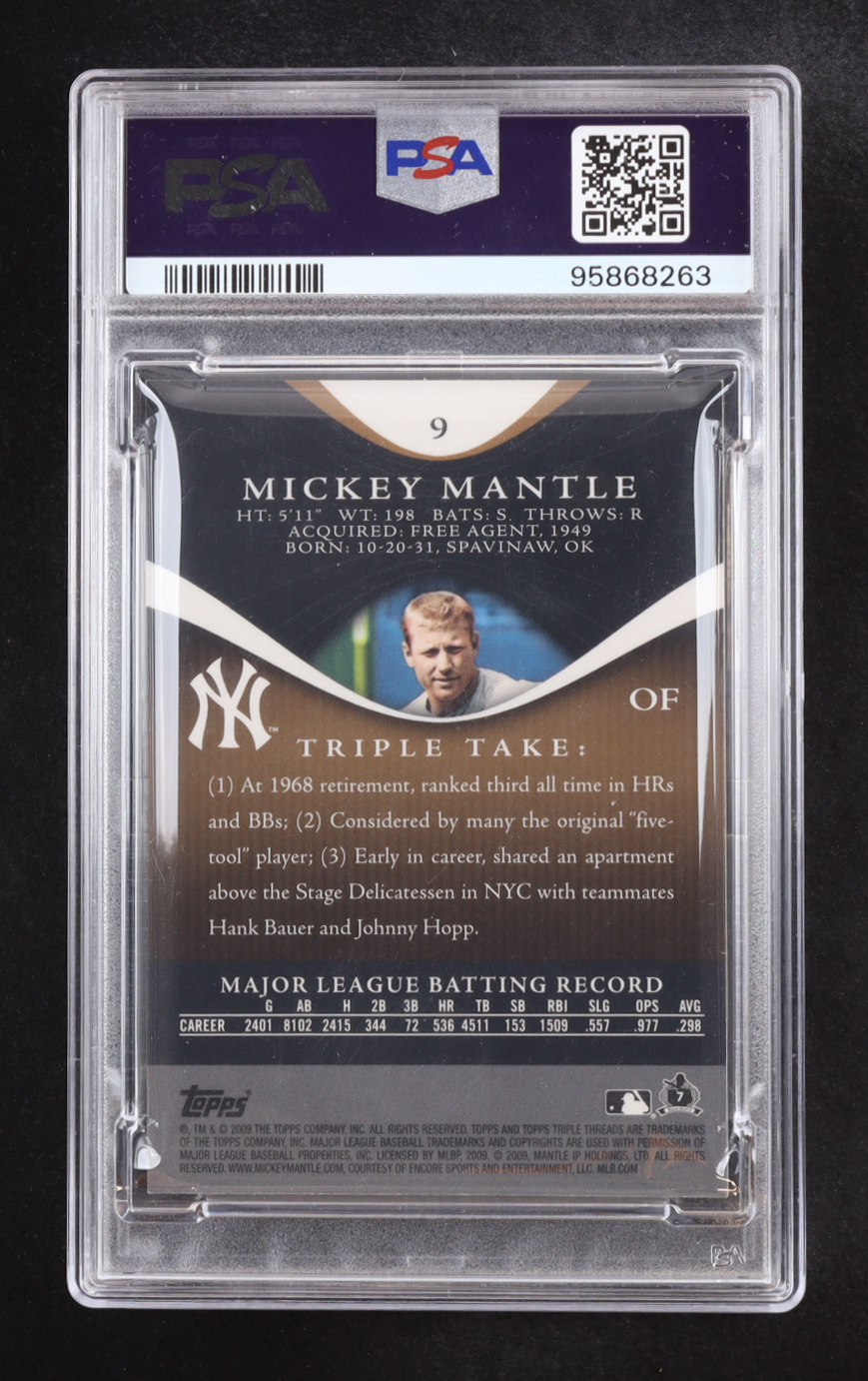Mickey Mantle 2009 Topps Triple Threads Sepia #9 (PSA 8) at PristineAuction.com Mickey Mantle 2009 Topps Triple Threads Sepia #9 (PSA 8) at PristineAuction.com