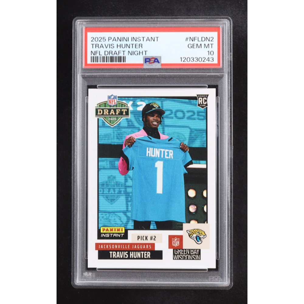 Travis Hunter 2025 Panini Instant #NFLDN-2 | NFL Draft Night RC (PSA 10) at PristineAuction.com