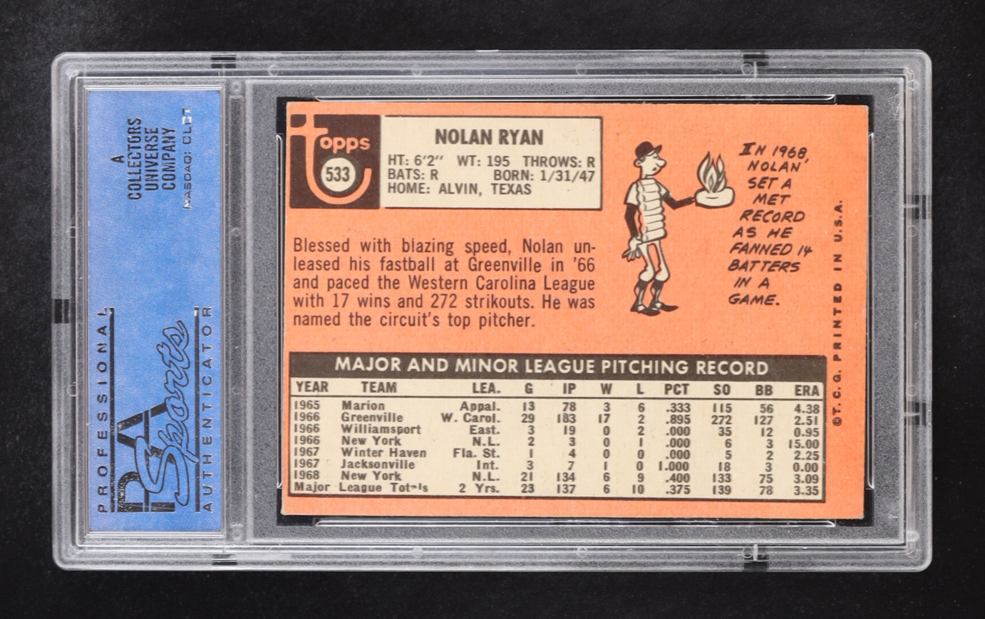 Nolan Ryan 1969 Topps #533 (PSA 7) (OC) at PristineAuction.com Nolan Ryan 1969 Topps #533 (PSA 7) (OC) at PristineAuction.com