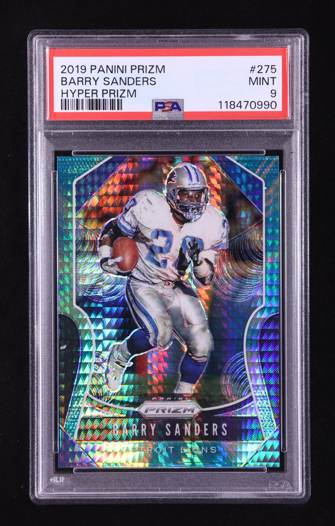 Barry Sanders 2019 Panini Prizm Prizms Hyper #275 #140/175 (PSA 9) at PristineAuction.com Barry Sanders 2019 Panini Prizm Prizms Hyper #275 #140/175 (PSA 9) at PristineAuction.com