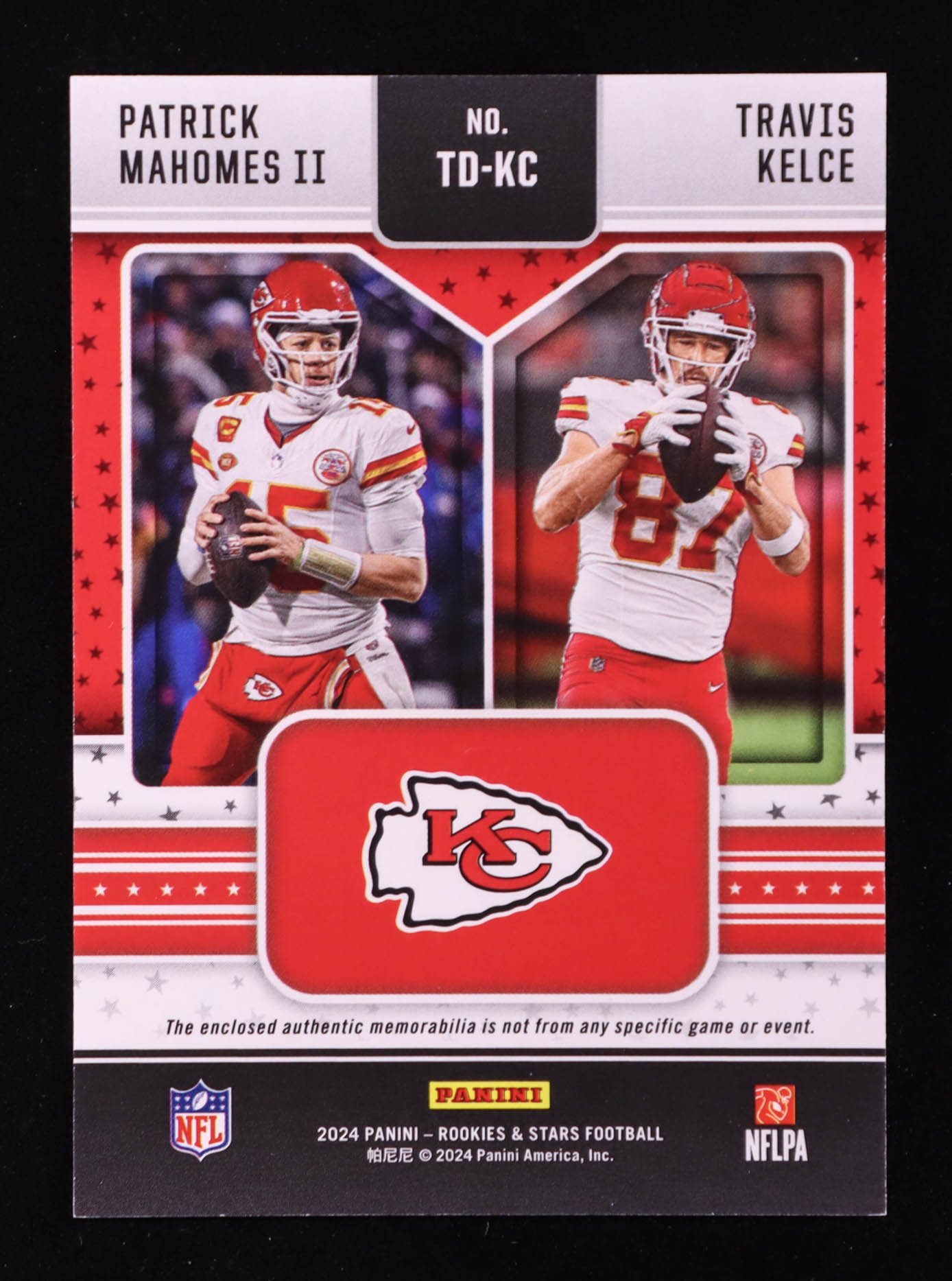 Patrick Mahomes II / Travis Kelce 2024 Rookies and Stars Team Dual Jerseys #14 #036/399 at PristineAuction.com Patrick Mahomes II / Travis Kelce 2024 Rookies and Stars Team Dual Jerseys #14 #036/399 at PristineAuction.com