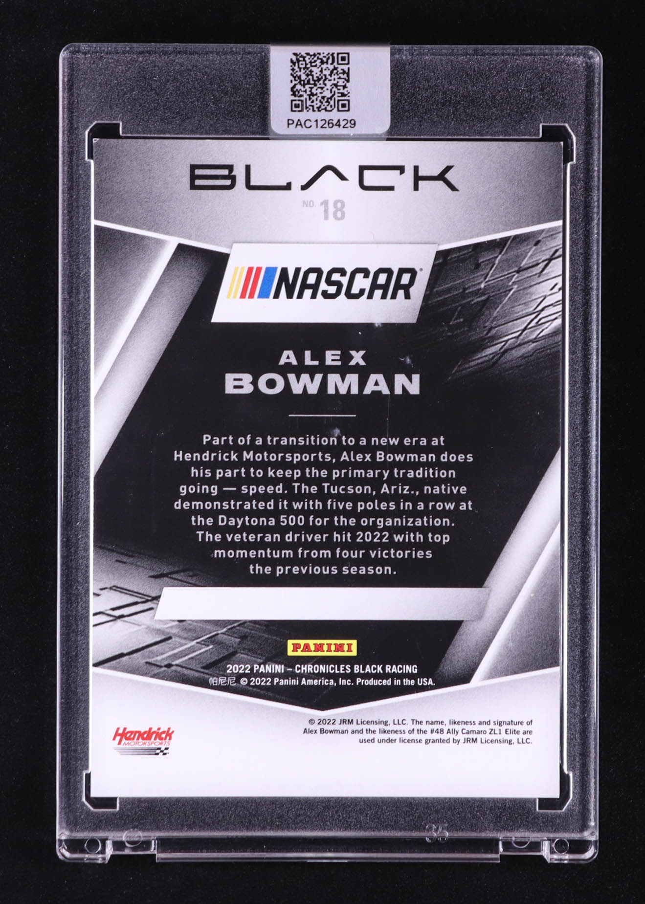 Alex Bowman Signed 2022 Panini Chronicles Black Green #18 (PA) at PristineAuction.com Alex Bowman Signed 2022 Panini Chronicles Black Green #18 (PA) at PristineAuction.com