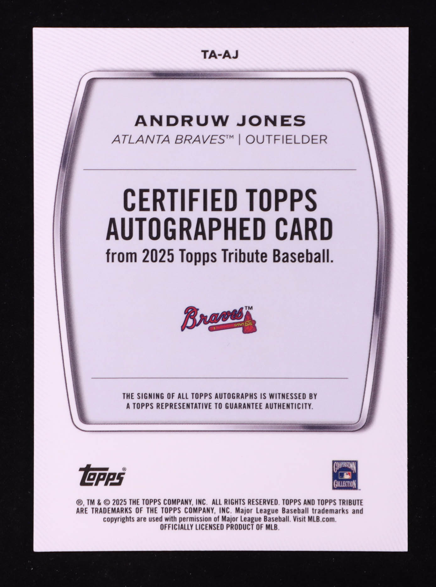 Andruw Jones 2025 Topps Tribute Autographs Gold #TAAJ #45/75 at PristineAuction.com Andruw Jones 2025 Topps Tribute Autographs Gold #TAAJ #45/75 at PristineAuction.com