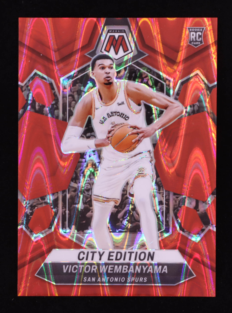 Victor Wembanyama 2023-24 Panini Mosaic Red Seismic City Edition #282 #005/299 RC