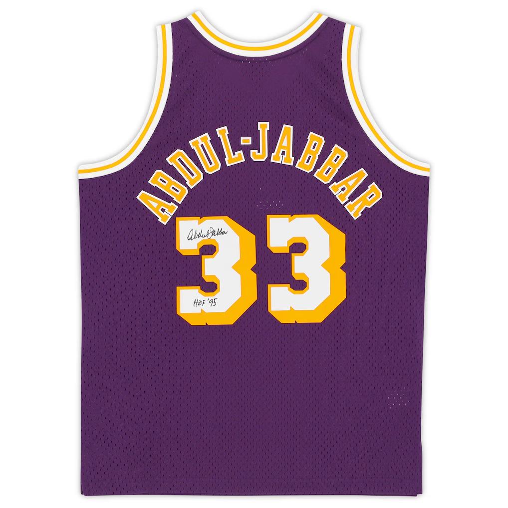 Kareem Abdul-Jabbar Signed Lakers Mitchell & Ness Authentic Jersey Inscribed "HOF 95" (Fanatics) at PristineAuction.com Kareem Abdul-Jabbar Signed Lakers Mitchell & Ness Authentic Jersey Inscribed "HOF 95" (Fanatics) at PristineAuction.com